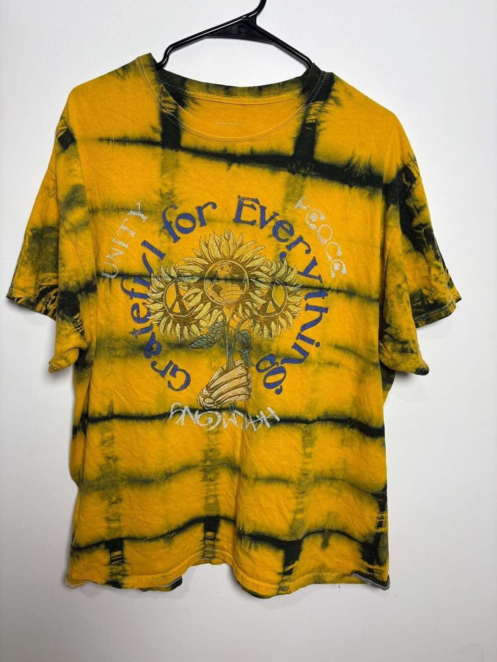 Urban Outfitters "Grateful for Everything" Peace Unity Tie-Dye Oversized Shirt